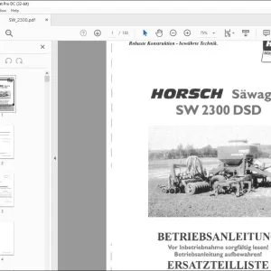 Horsch Sawagen SW 2300 DSD Betriebsanleitung & Ersatzteilliste 80690151 - PDF DOWNLOAD (German)
