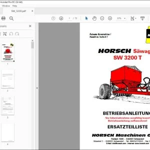 Horsch Sawagen SW 3200 T Betriebsanleitung & Ersatzteilliste - PDF DOWNLOAD (German)
