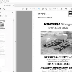 Horsch Säwagen SW 3300 DSD Betriebsanleitung & Ersatzteilliste 01002257 - PDF DOWNLOAD (German)