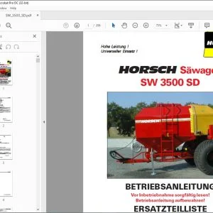Horsch Säwagen SW 3500 SD Betriebsanleitung & Ersatzteilliste - PDF DOWNLOAD (German)