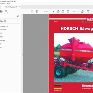 Horsch Sawagen SW 3600 S Ersatzteilliste 80620100 - PDF DOWNLOAD (German)