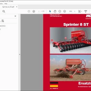 Horsch Sprinter 8 ST Ersatzteilliste 80490155 - PDF DOWNLOAD (German)