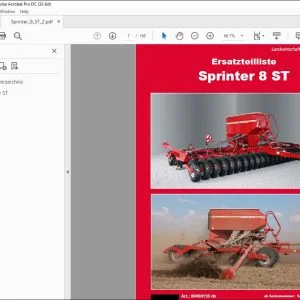 Horsch Sprinter 8 ST Ersatzteilliste 80490159 - PDF DOWNLOAD (German)