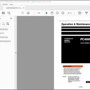 Komastu Hydraulic Mining Shovel PC4000E-6 Operation & Maintenance Manual(GZAM08209-xE-GB-0)  - PDF DOWNLOAD