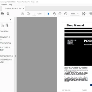 Komastu Hydraulic Mining Shovel PC4000E-6 Shop Manual(08288-xE-GB-1)  - PDF DOWNLOAD