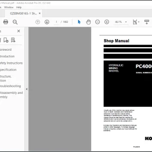 Komastu Hydraulic Mining Shovel PC4000E-6 Shop Manual(08165E-GB-2) - PDF DOWNLOAD