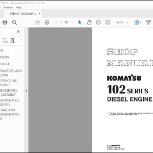 Komatsu 102 Series Diesel Engine Shop Manual SEBM010025 - PDF DOWNLOAD