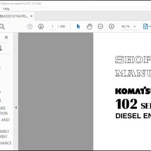 Komatsu 102 Series Diesel Engine Service Repair Manual YEBM200101 PDF