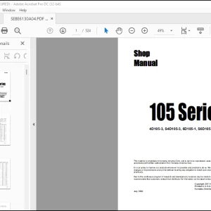 Komatsu 105 Series 4D105-3 S4D105-3 6D105-1 S6D105-1 Engine Shop Manual SEBE6130A04 - PDF DOWNLOAD