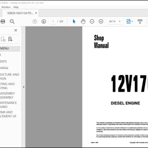 Komatsu 12V170-1 Series Diesel Engine Shop Manual SEBE61800104 - PDF DOWNLOAD