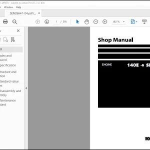 Komatsu 140E-6 Series Engine Shop Manual SEN05641-04 - PDF DOWNLOAD