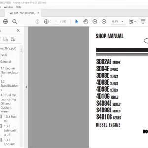 Komatsu 3D82AE 3D84E 3D88E 4D88E 4D98E 4D106 S4D84E S4D98E S4D106 Series Diesel Engine Shop Manual WEBMTNV000 - PDF DOWNLOAD