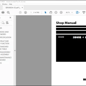Komatsu 3D95E-1 Series Diesel Engine Shop Manual SEN06834-02 - PDF DOWNLOAD