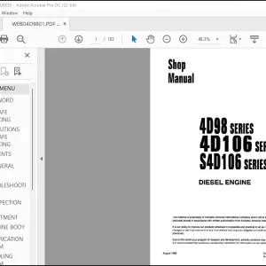 Komatsu 4D98 Series 4D106 Series S4D10S6 Series Diesel Engine Shop Manual WEBM4D9801 - PDF DOWNLOAD
