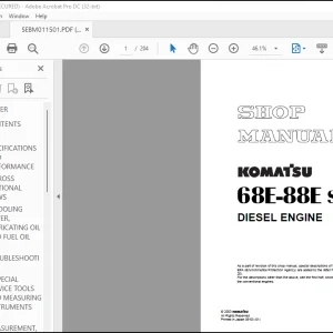 Komatsu 68E-88E Series Diesel Engine Shop Manual SEBM011501 - PDF DOWNLOAD