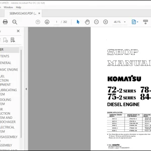 Komatsu 72-2 Series 78-1 Series 75-2 Series 84-2 Series Diesel Engine Shop Manual SEBM002400 - PDF DOWNLOAD
