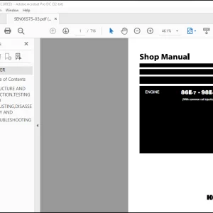 Komatsu 86E-7 & 98E-7 Series Engine Shop Manual SEN06575-03 - PDF DOWNLOAD