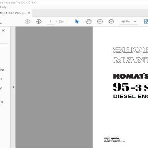 Komatsu 95-3 Series Diesel Engine Shop Manual SEBM031002 - PDF DOWNLOAD