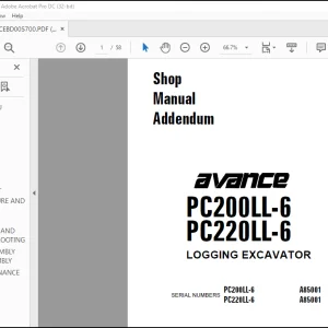 Komatsu Avance PC200LL-6 PC220LL-6 Logging Excavator Shop Manual CEBM005700 - PDF DOWNLOAD