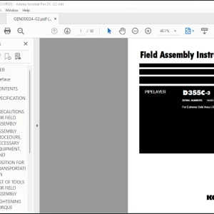 Komatsu D355C-3 Pipelayer Field Assembly Instsruction Manual GEN00024-02 - PDF DOWNLOAD