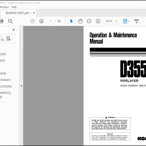 Komatsu D355C-3 Pipelayer Operation & Maintenance Manual SEAM051300T - PDF DOWNLOAD