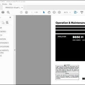 Komatsu D85C-21 PIPELAYER Operation & Maintenance Manual PEN00333-00 - PDF DOWNLOAD