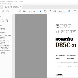 Komatsu D85C-21 PIPELAYER Shop Manual SEN04766-00 - PDF DOWNLOAD