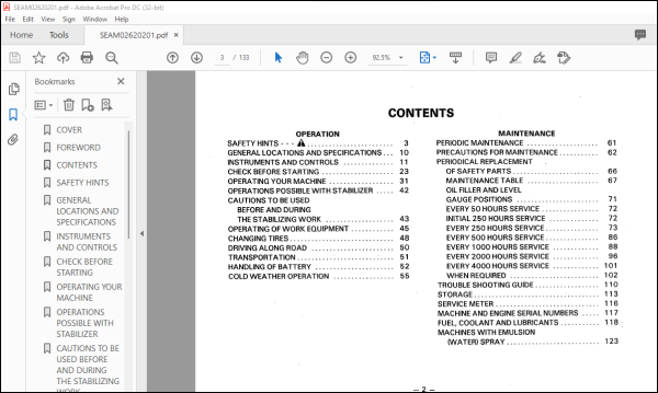 Komatsu GS360-2 Stabilizer Operation & Maintenance Manual SEAM02620201 ...