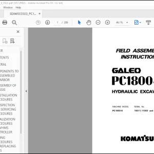 Komatsu Galeo PC1800-6 Hydraulic Excavator Field Assembly Instruction Manual SEAW003503 - PDF DOWNLOAD