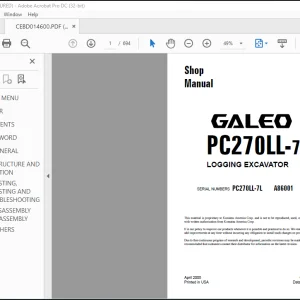 Komatsu Galeo PC270LL-7L Logging Excavator Shop Manual CEBM014600 - PDF DOWNLOAD