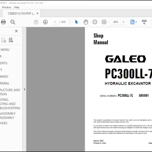 Komatsu Galeo PC300LL-7L Hydraulic Excavator Shop Manual CEBM012100 - PDF DOWNLOAD