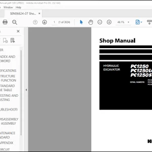 Komatsu HYDRAULIC EXCAVATOR PC1250 -11 PC1250LC -11 PC1250SP-11 Shop Manual  - PDF DOWNLOAD