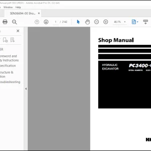 Komatsu HYDRAULIC EXCAVATOR PC3400-11M0 Shop Manual -  PDF DOWNLOAD