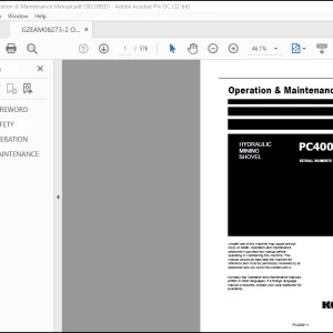 Komatsu HYDRAULIC MINING SHOVEL PC4000-11 Operation & Maintenance Manual(08273-xD-GB-2) -  PDF DOWNLOAD