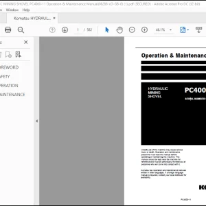 Komatsu HYDRAULIC MINING SHOVEL PC4000-11 Operation & Maintenance Manual(08288-xD-GB-0) - PDF DOWNLOAD