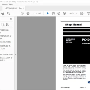 Komatsu HYDRAULIC MINING SHOVEL PC4000-11 T4 Shop Manual(08246-xD-GB-1)  - PDF DOWNLOAD