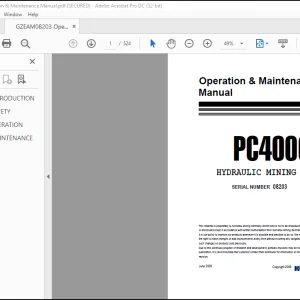Komatsu HYDRAULIC MINING SHOVEL PC4000-6E Operation & Maintenance Manual - PDF DOWNLOAD