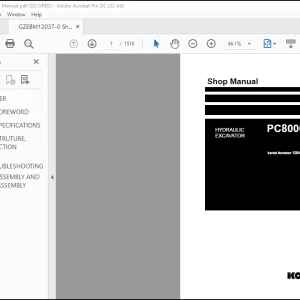 Komatsu HYDRAULIC MINING SHOVEL PC8000E-6 Shop Manual(12037-xE-GB-0) -  PDF DOWNLOAD