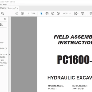 Komatsu Hydraulic Excavator PC1600-1 Field Assembly Instruction Manual  - PDF DOWNLOAD