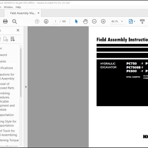 Komatsu Hydraulic Excavator PC750 -7 PC750LC-7 PC750SE-7 PC800 -7 PC800SE-7 Field Assembly Manual  - PDF DOWNLOAD