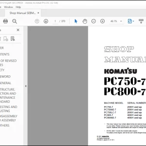 Komatsu Hydraulic Excavator PC750-7 PC800-7 Shop Manual  - PDF DOWNLOAD
