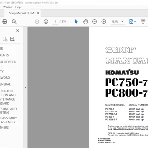 Komatsu Hydraulic Excavator PC750 -7 PC800 -7 Shop Manual(SEBM031314) - PDF DOWNLOAD