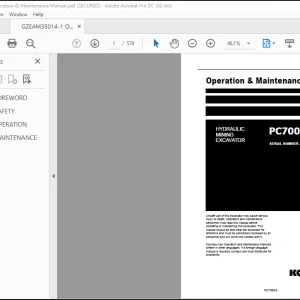 Komatsu Hydraulic Mining Excavator PC7000-11 Operation & Maintenance Manual  - PDF DOWNLOAD