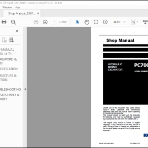 Komatsu HYDRAULIC MINING SHOVEL PC7000-11 Operation & Maintenance Manual(35014D-GB-P1-1.0) - PDF DOWNLOAD