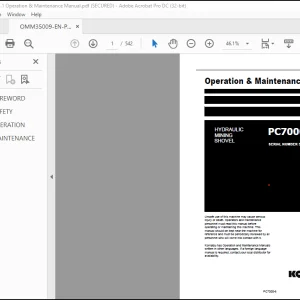 Komatsu Hydraulic Mining Shovel PC7000-11 Operation & Maintenance Manual - PDF DOWNLOAD