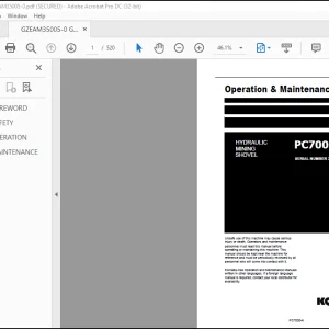 Komatsu Hydraulic Mining Shovel PC7000-6 Operation & Maintenance Manual  - PDF DOWNLOAD
