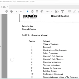 Komatsu Hydraulic Mining Shovel PC8000-1 Operation & Maintenance Manual - PDF DOWNLOAD