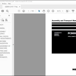 Komatsu Hydraulic Mining Shovel PC8000E-6 Assembly And Transport Manual - PDF DOWNLOAD