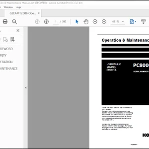 Komatsu Hydraulic Mining Shovel PC8000E-6 Operator & Maintenance Manual - PDF DOWNLOAD