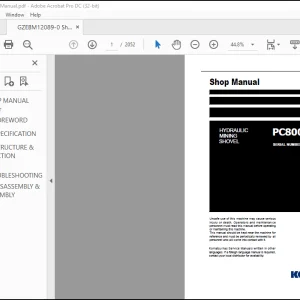 Komatsu Hydraulic Mining Shovel PC8000E-6 Shop Manual  -  PDF DOWNLOAD